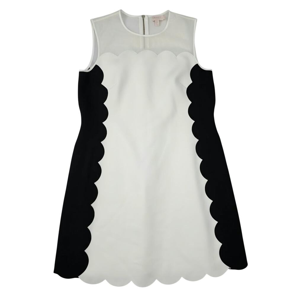 Ted Baker Black & White Berri Scallop Dress TED Size 4-US 10